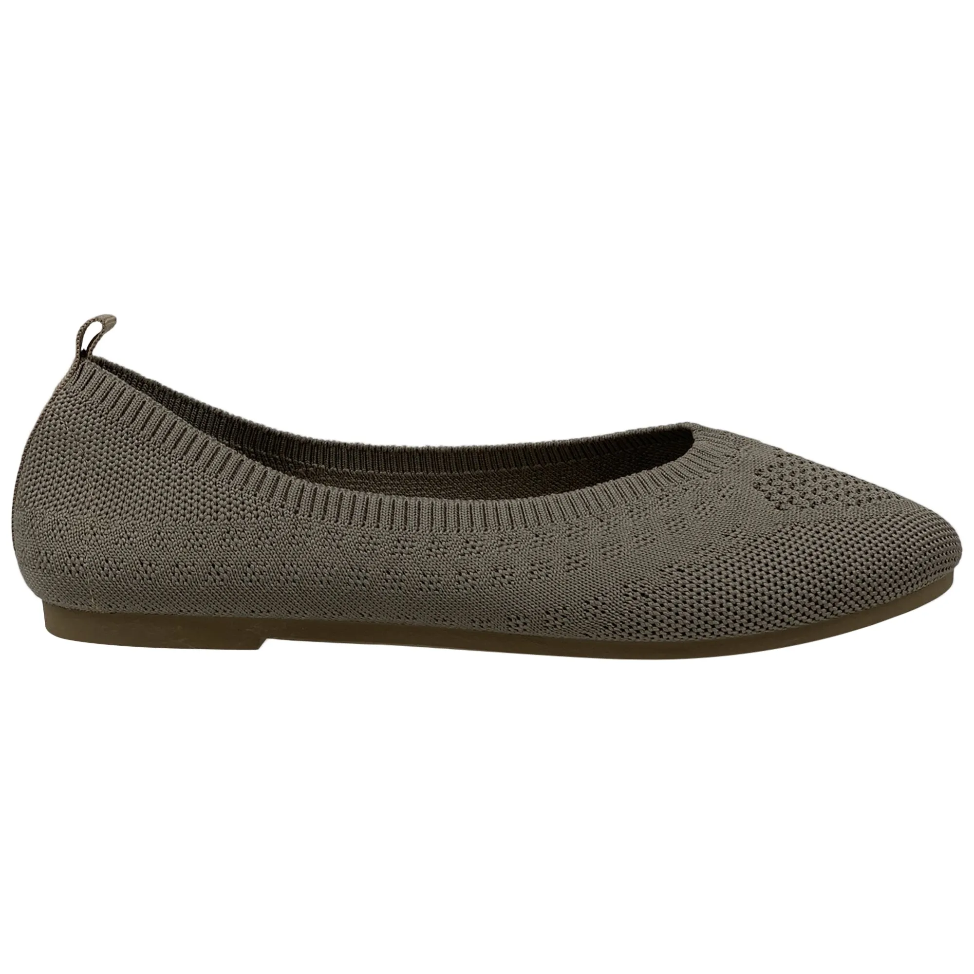 SOBEYO Sweater Round Toe Ballet Flats Soft Foldable Sole Taupe