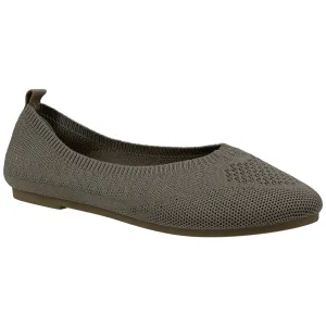 SOBEYO Sweater Round Toe Ballet Flats Soft Foldable Sole Taupe