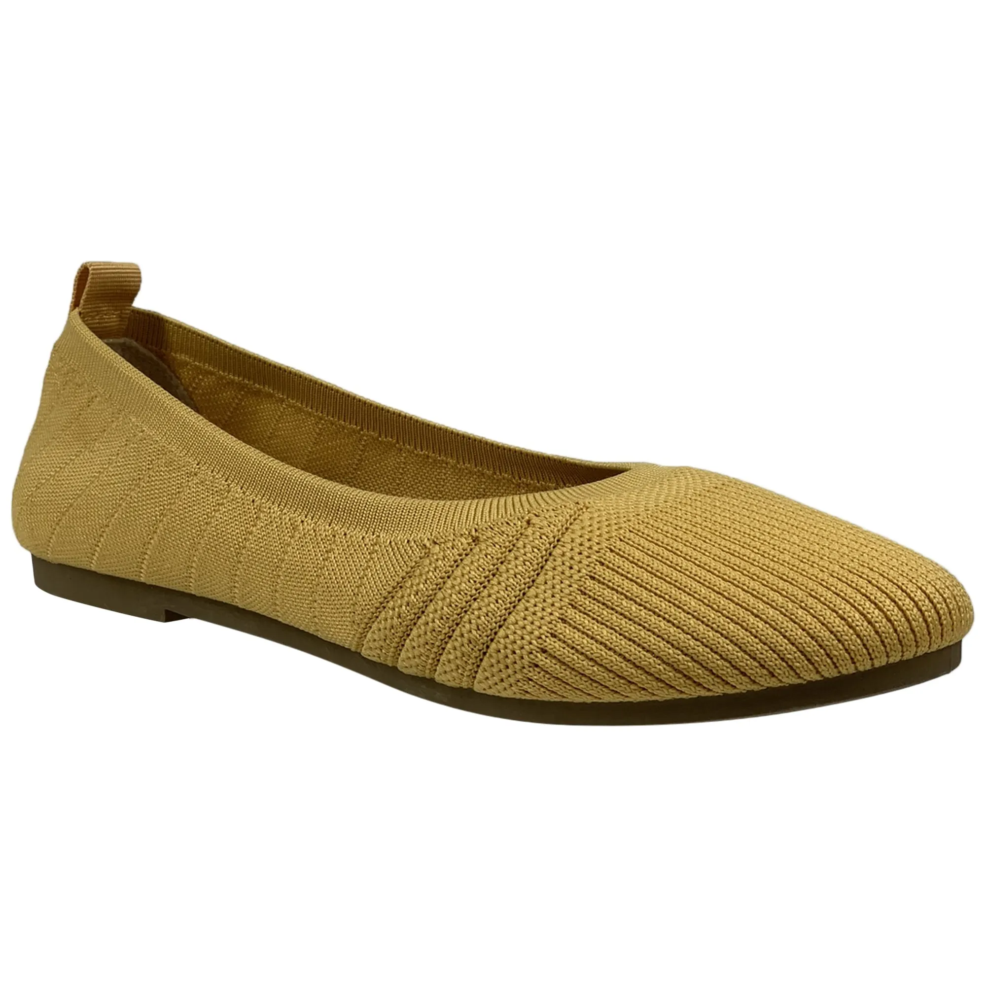 SOBEYO Sweater Round Toe Ballet Flats Soft Foldable Sole Yellow