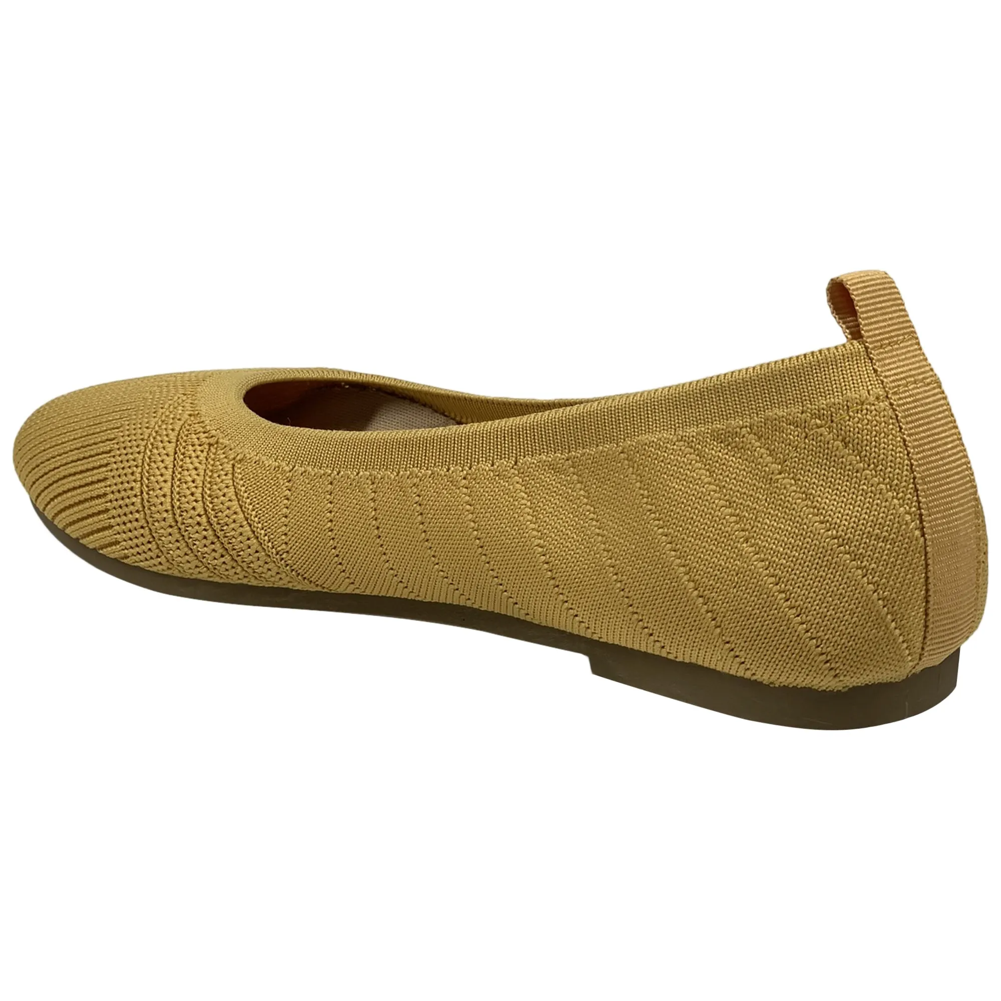 SOBEYO Sweater Round Toe Ballet Flats Soft Foldable Sole Yellow