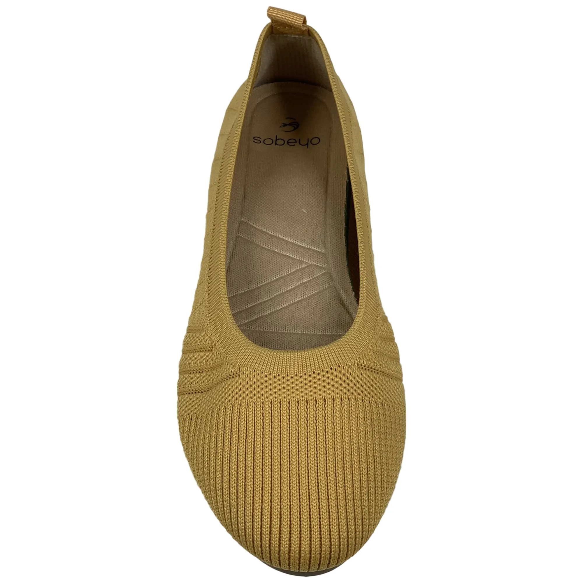 SOBEYO Sweater Round Toe Ballet Flats Soft Foldable Sole Yellow