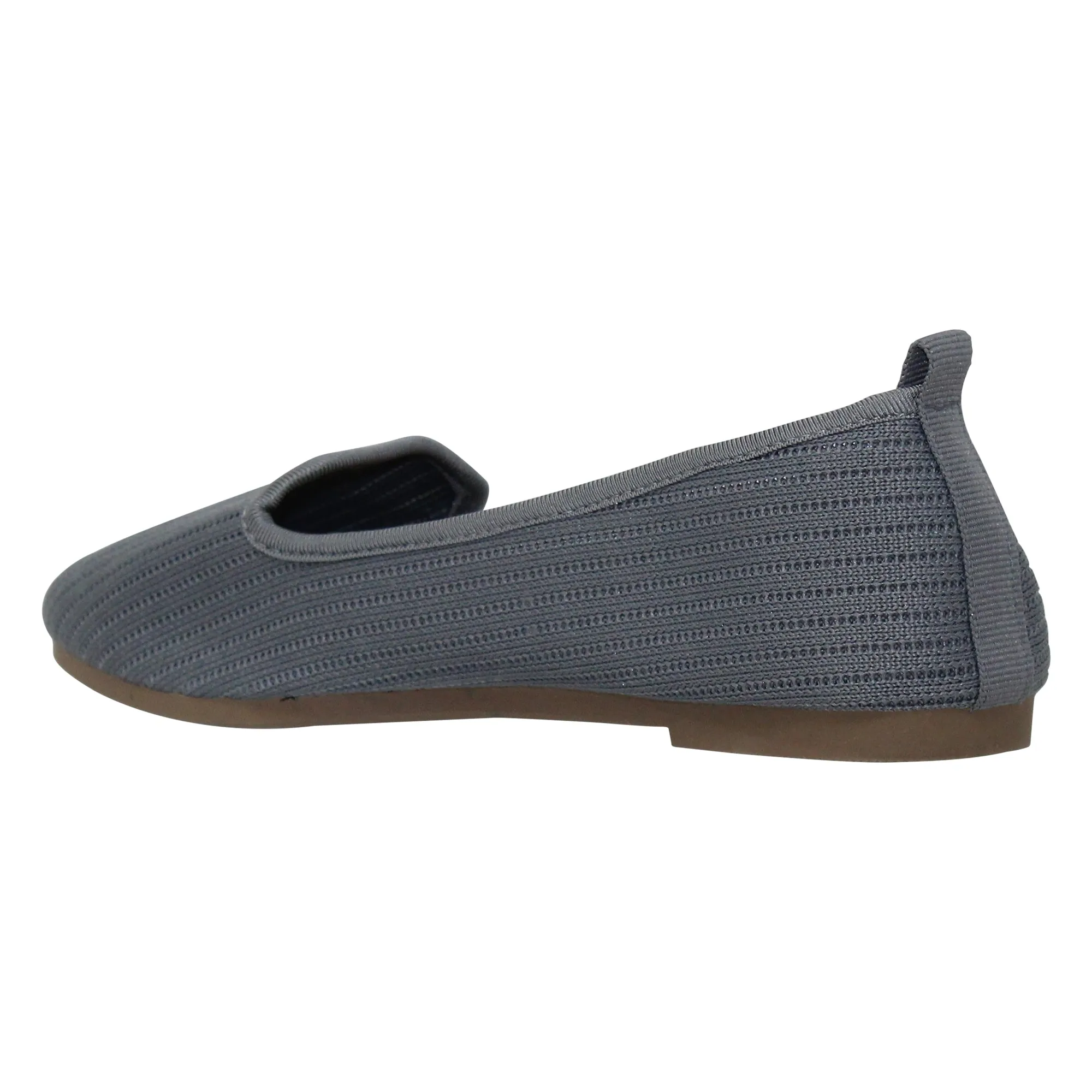 SOBEYO Women's Ballet Flats Sweater Soft Rubber Sole Shoes Gray