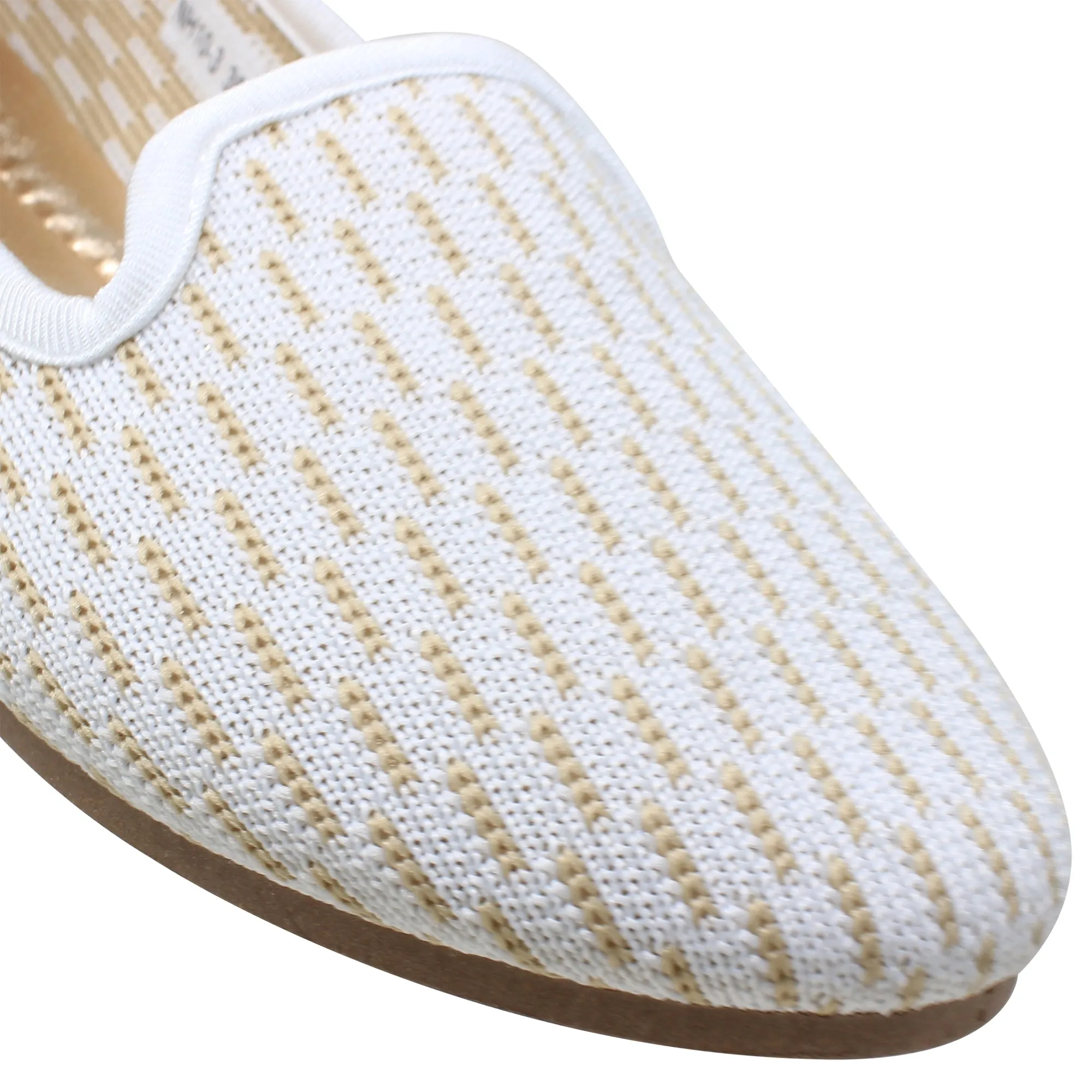 SOBEYO Women's Ballet Flats Sweater Soft Rubber Sole Shoes White Suede