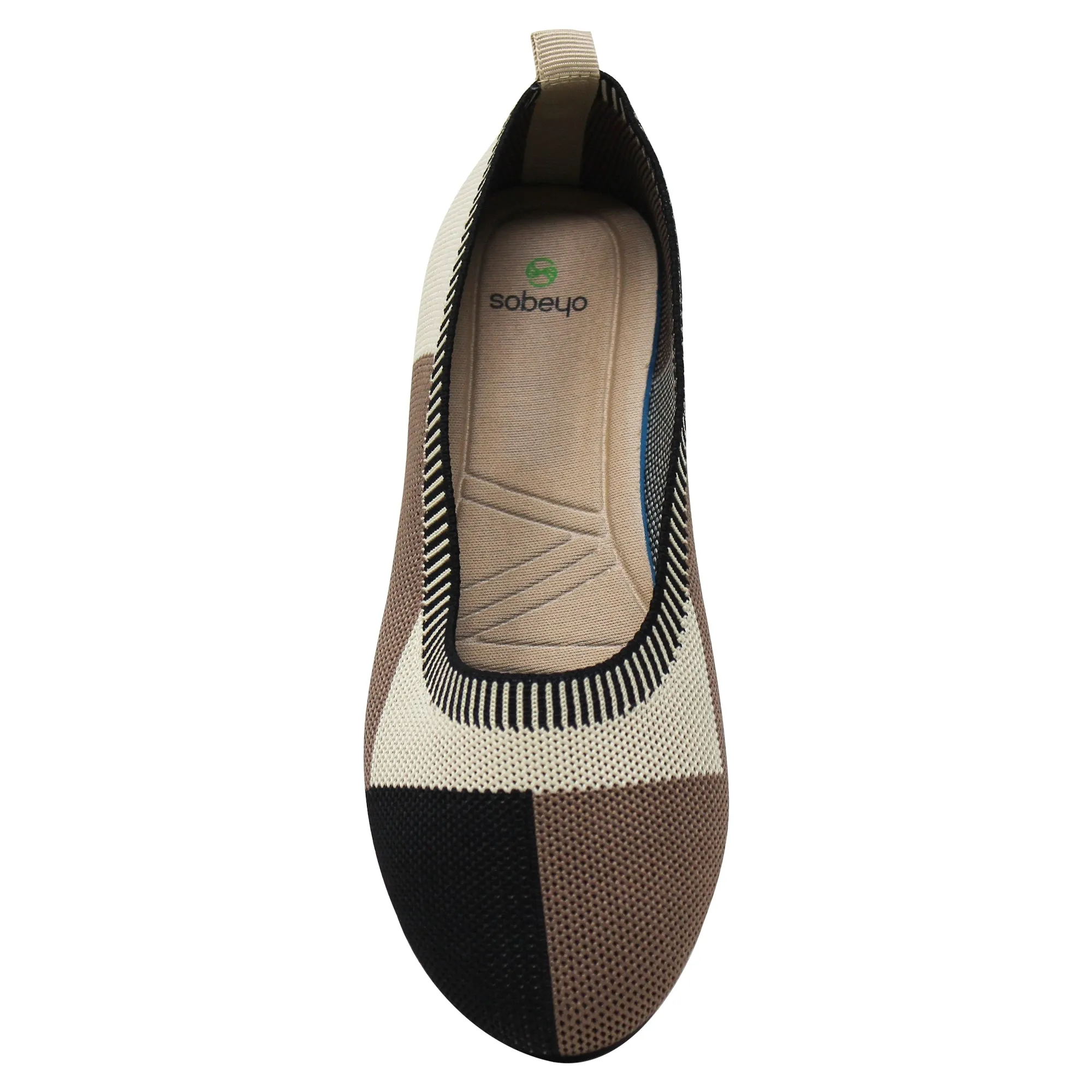 SOBEYO Women's Ballet Flats Sweater Soft Rubber Sole Slip On Casual Shoes Leopard
