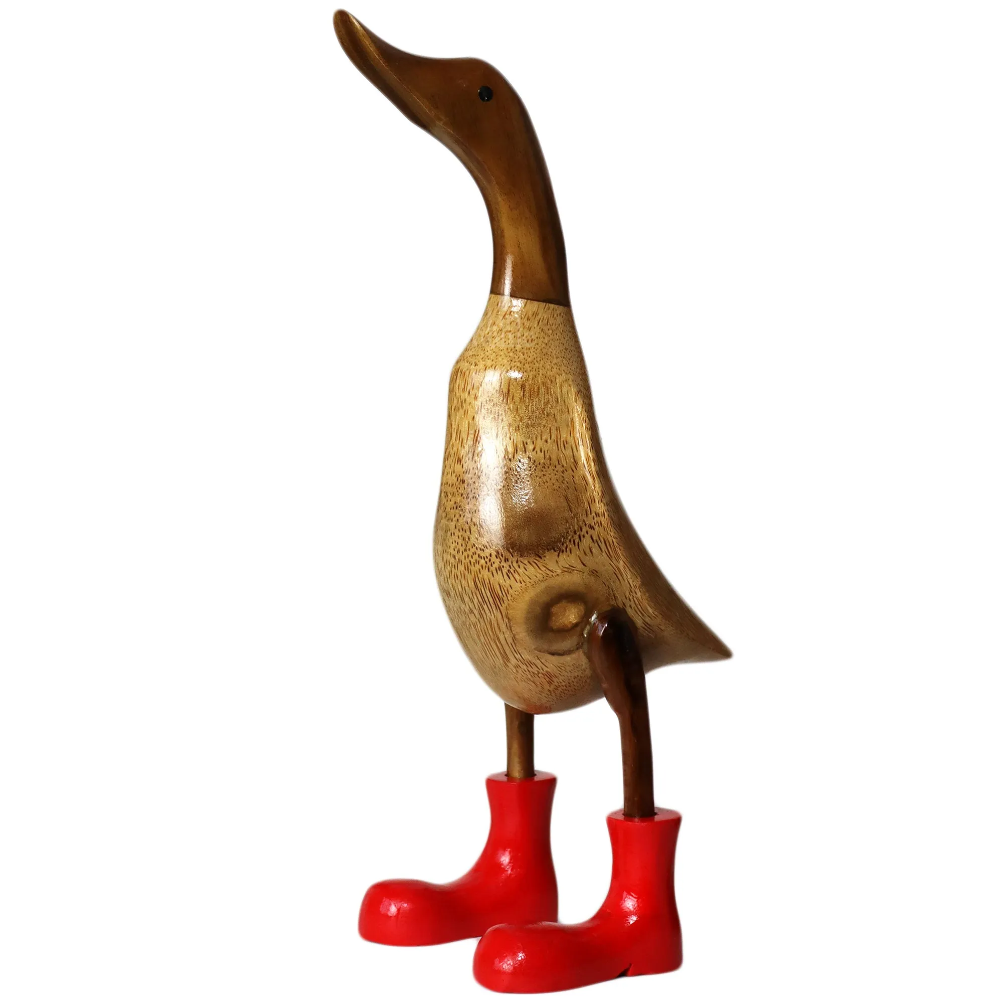 Teak Duck With Red Wellington Boots